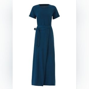 Elizabeth and James, XS, Women's Teal Wrap Maxi Dress with Waist Tie